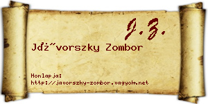Jávorszky Zombor névjegykártya